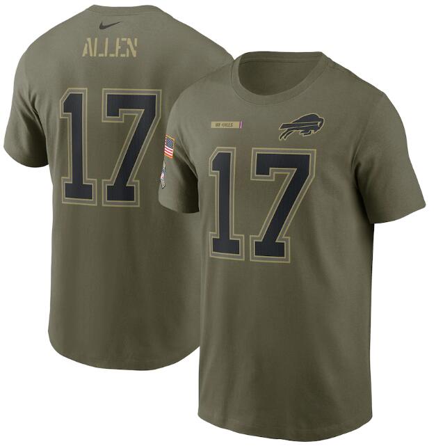 Men's Olive Buffalo Bills #17 Josh Allen 2021 Salute To Service Legend Performance T-Shirt